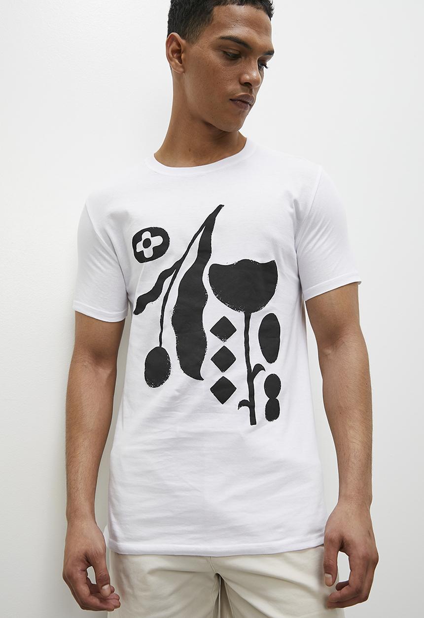 Superbalist - Black rose graphic tee - white