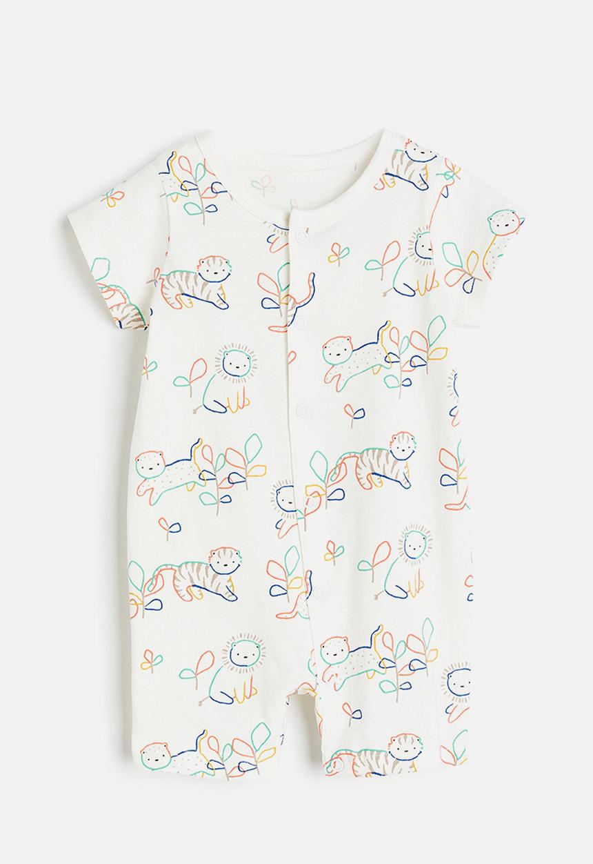 H&M - Patterned all-in-one pyjamas - white animals