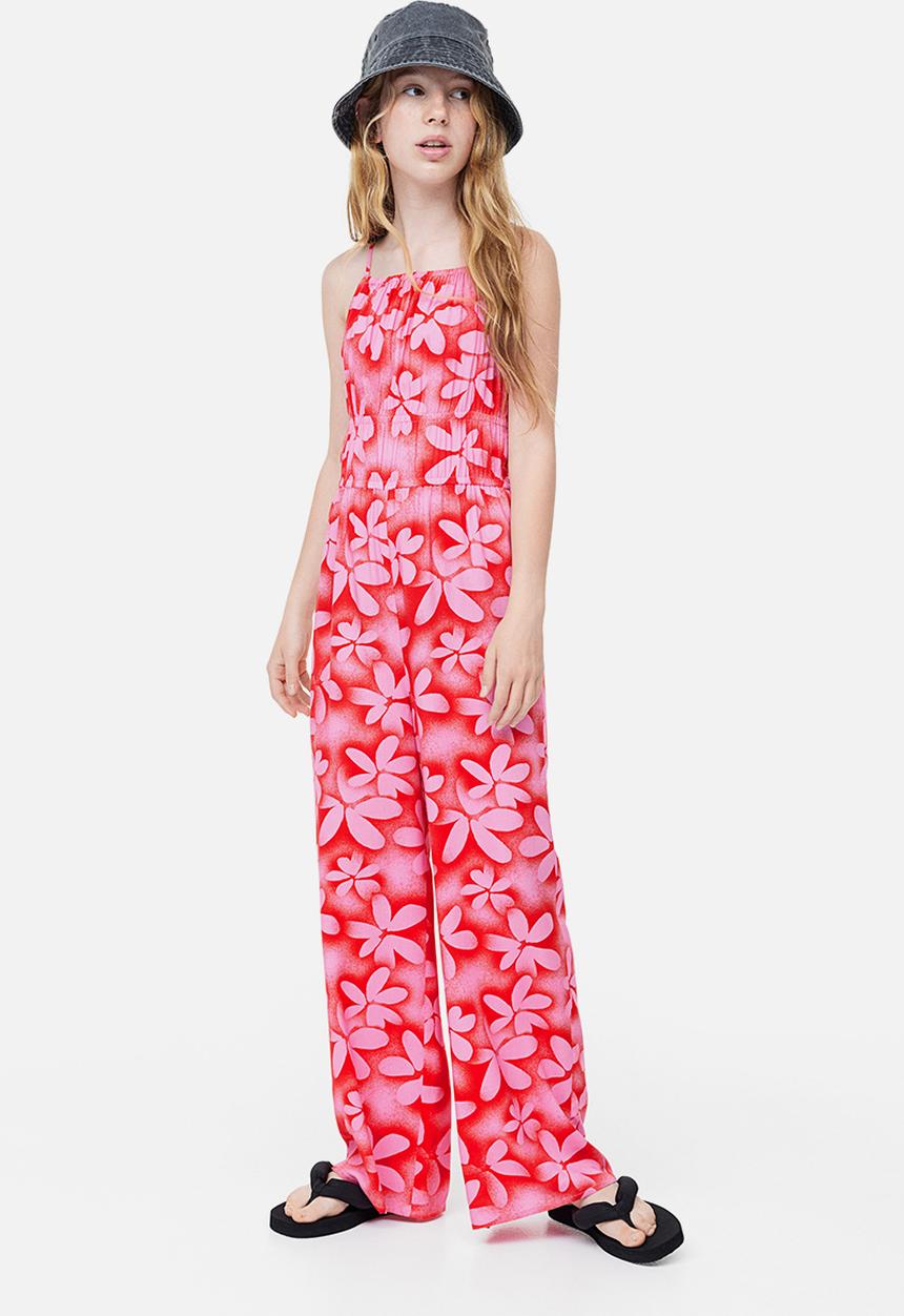 H&M - Gathered jumpsuit - red flowers