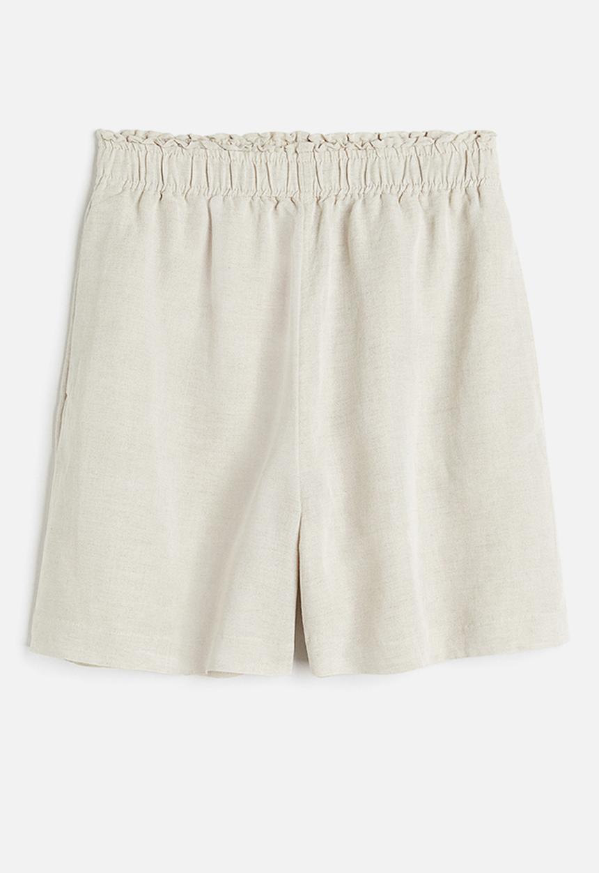 H&M - Linen-blend pull-on shorts - light beige