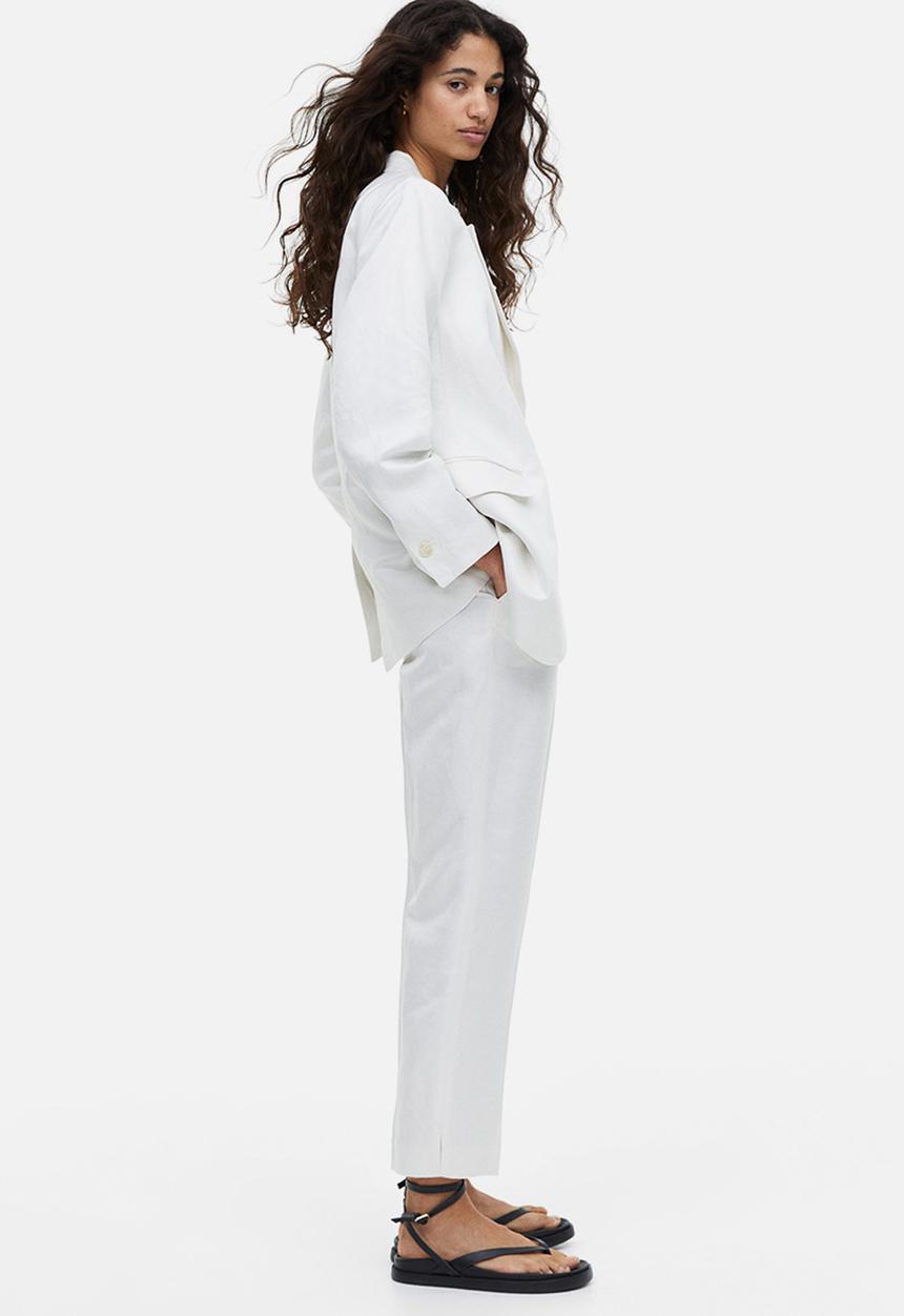 H&M - Linen-blend tailored trousers - white
