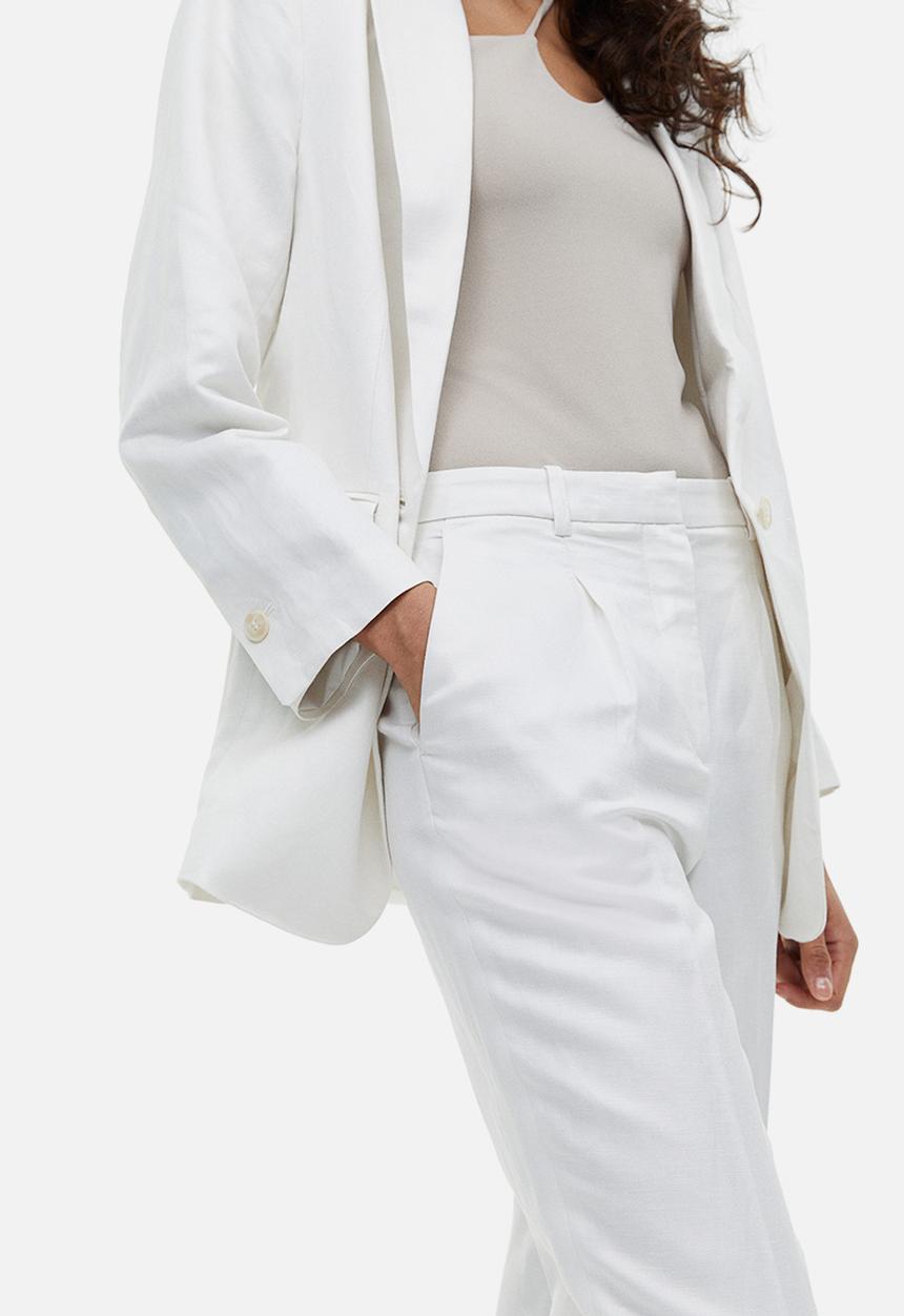 H&M - Linen-blend tailored trousers - white