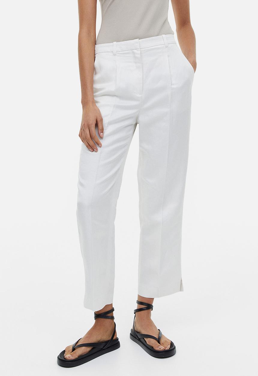 H&M - Linen-blend tailored trousers - white