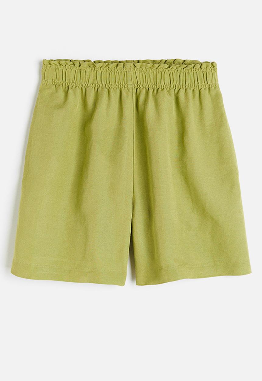 H&M - Linen-blend pull-on shorts - green