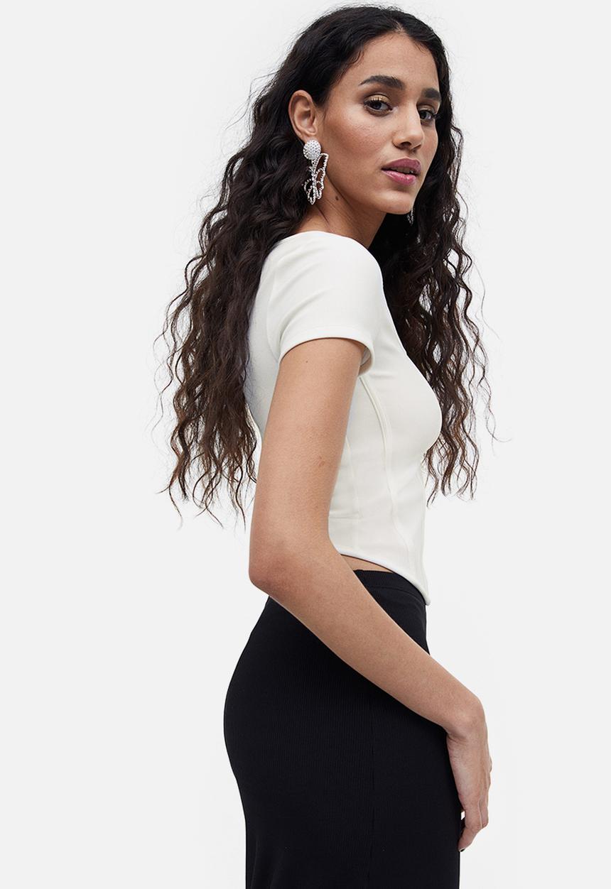 H&M - Corset-style ribbed top - cream