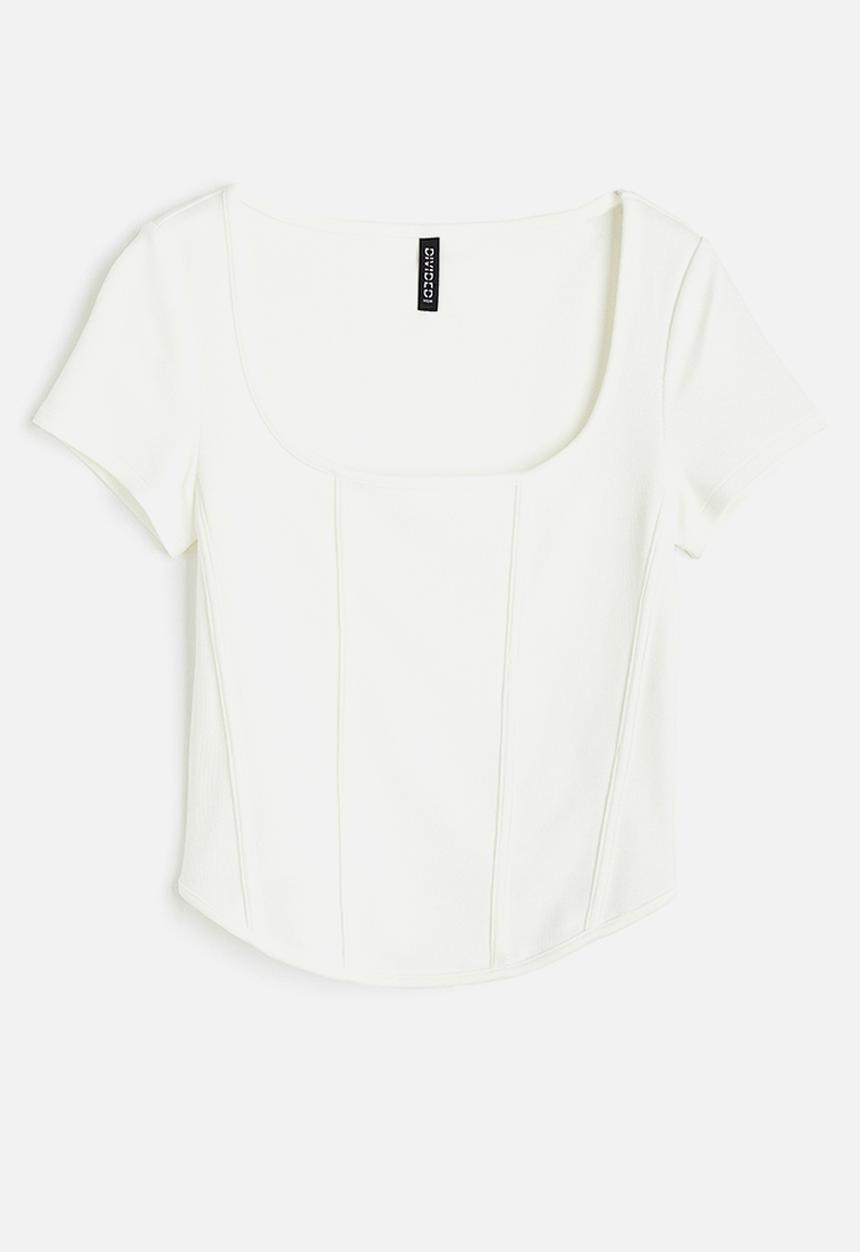 H&M - Corset-style ribbed top - cream