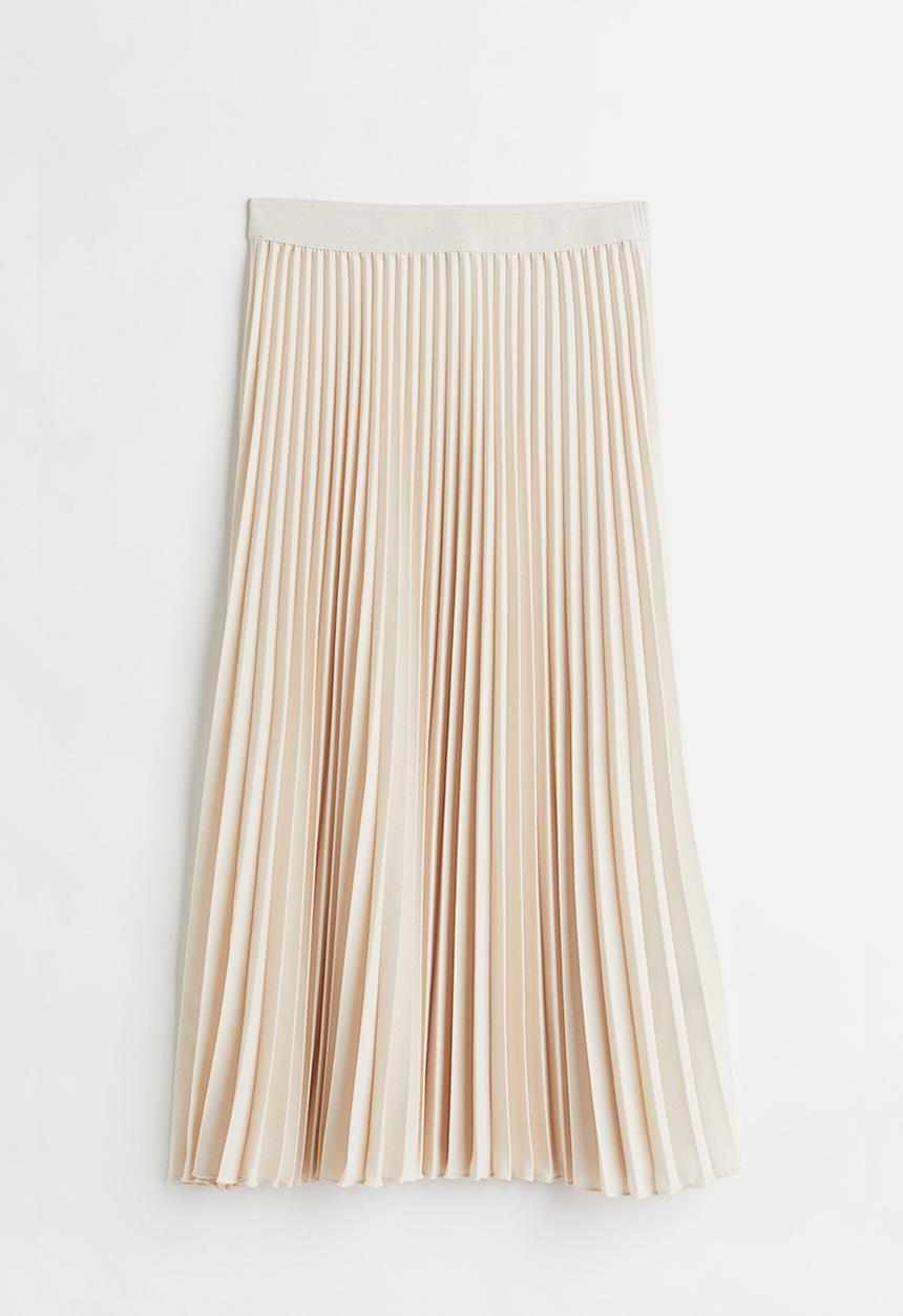 H&M - Pleated skirt - light beige 