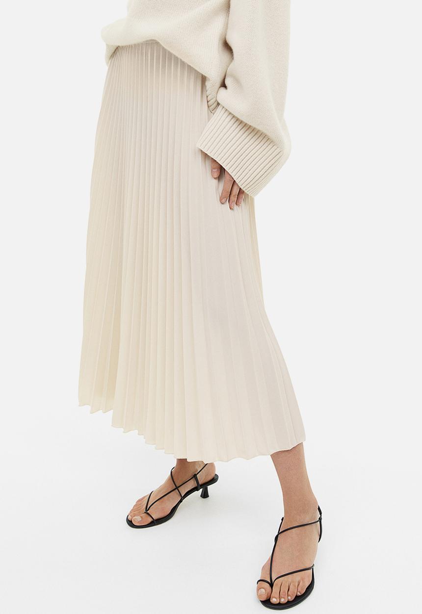 H&M - Pleated skirt - light beige 