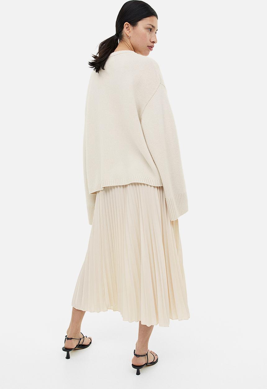 H&M - Pleated skirt - light beige 