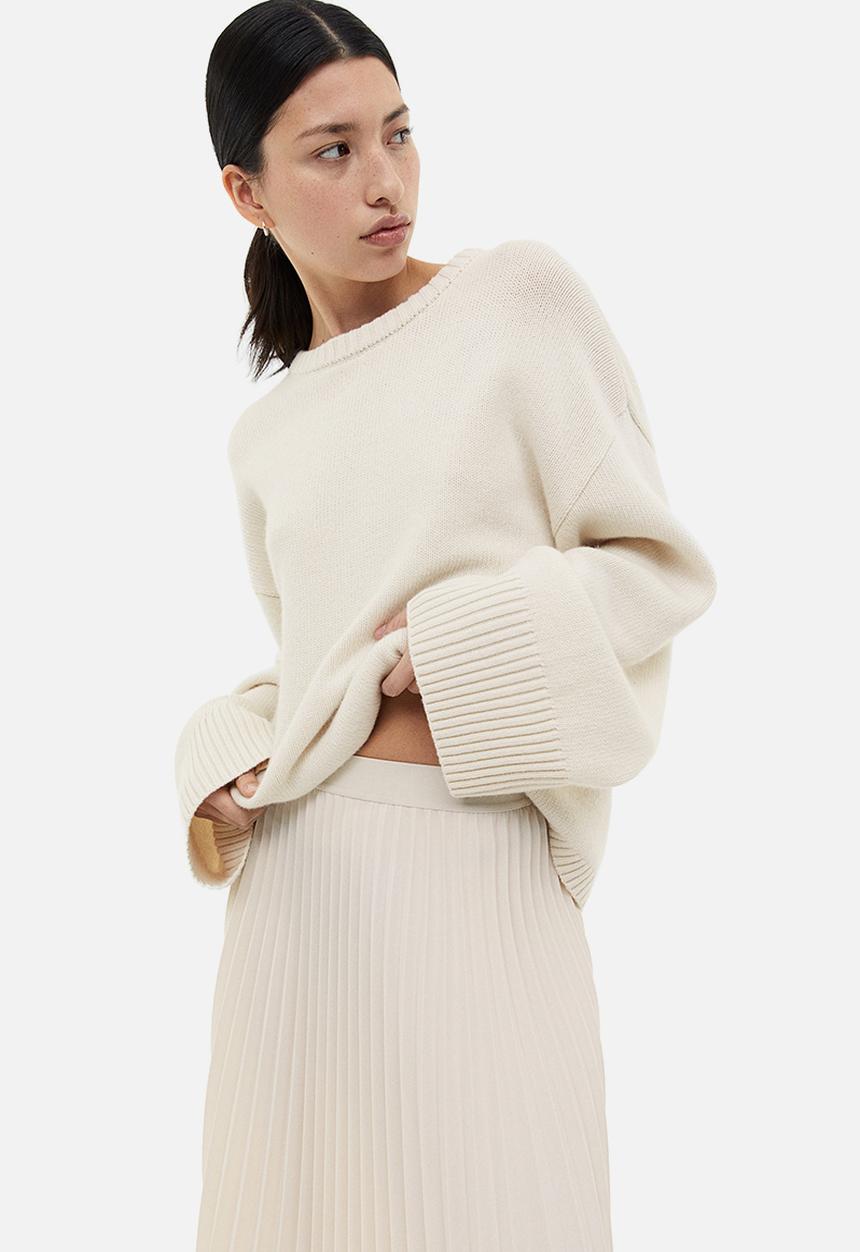 H&M - Pleated skirt - light beige 