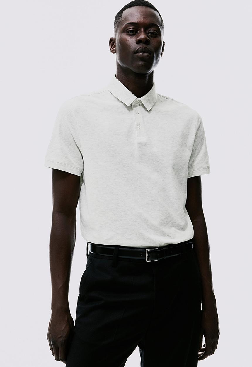 H&M - Slim fit polo shirt - grey