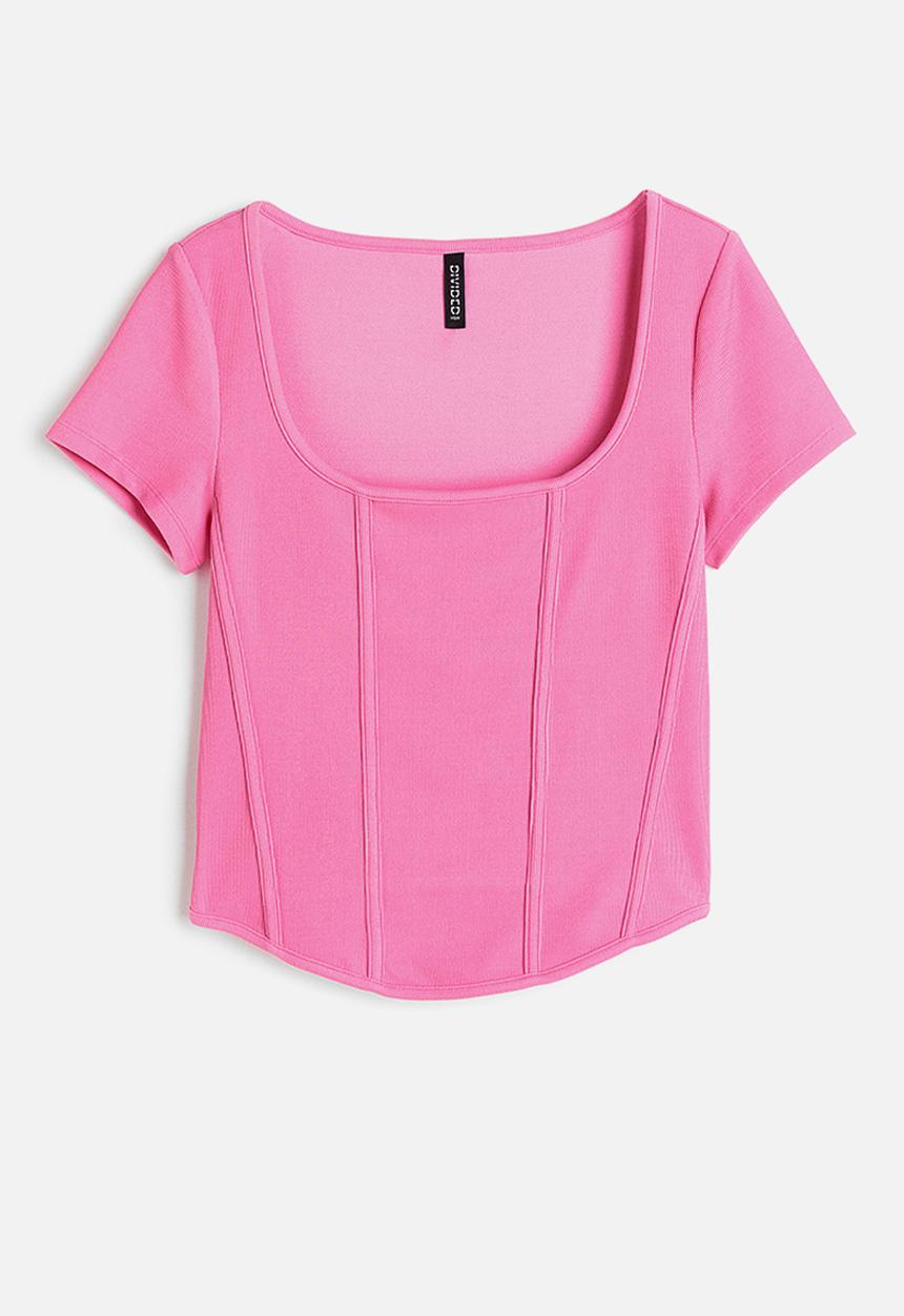 H&M - Corset-style ribbed top - pink