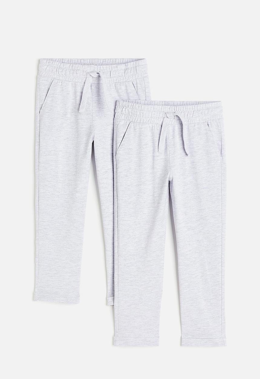 H&M - 2-Pack cotton jersey joggers - light grey marl 