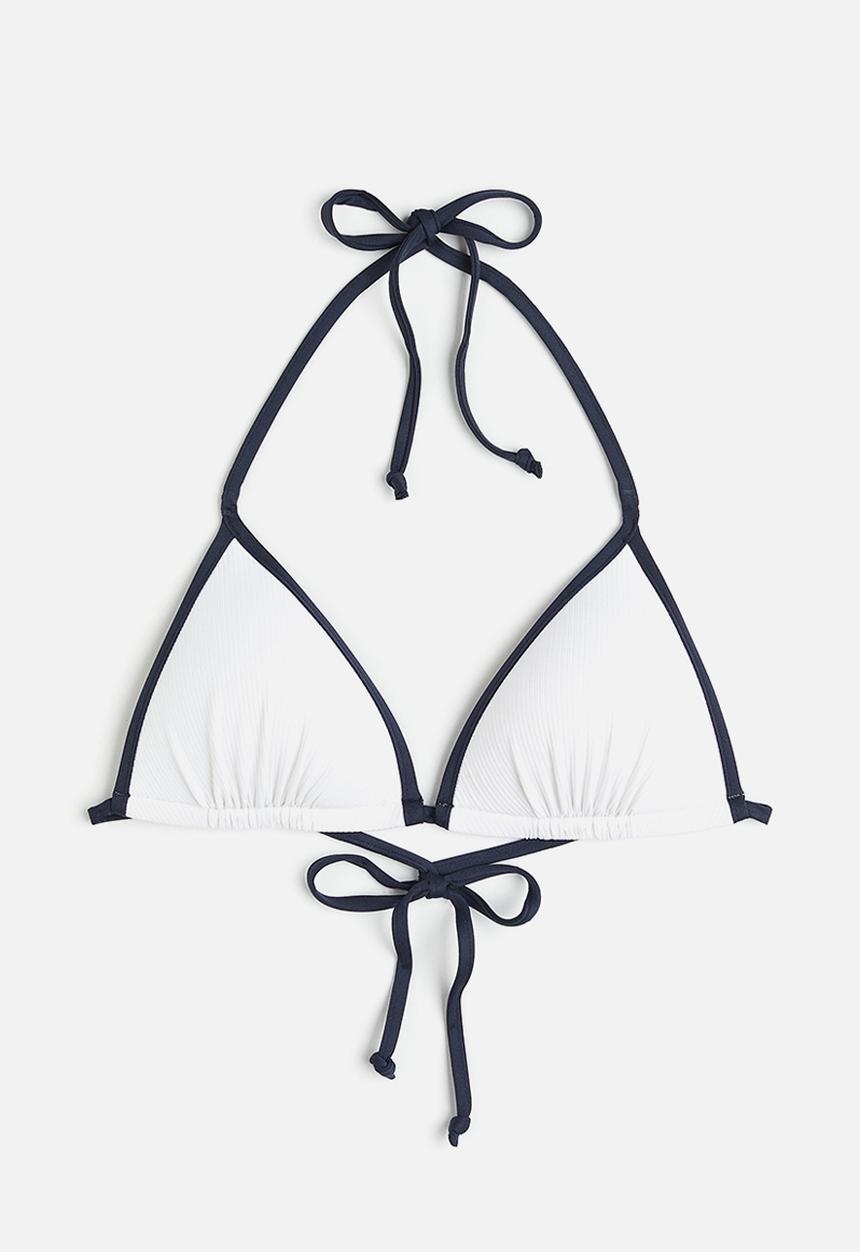 H&M - Push-up triangle bikini top - white & dark blue