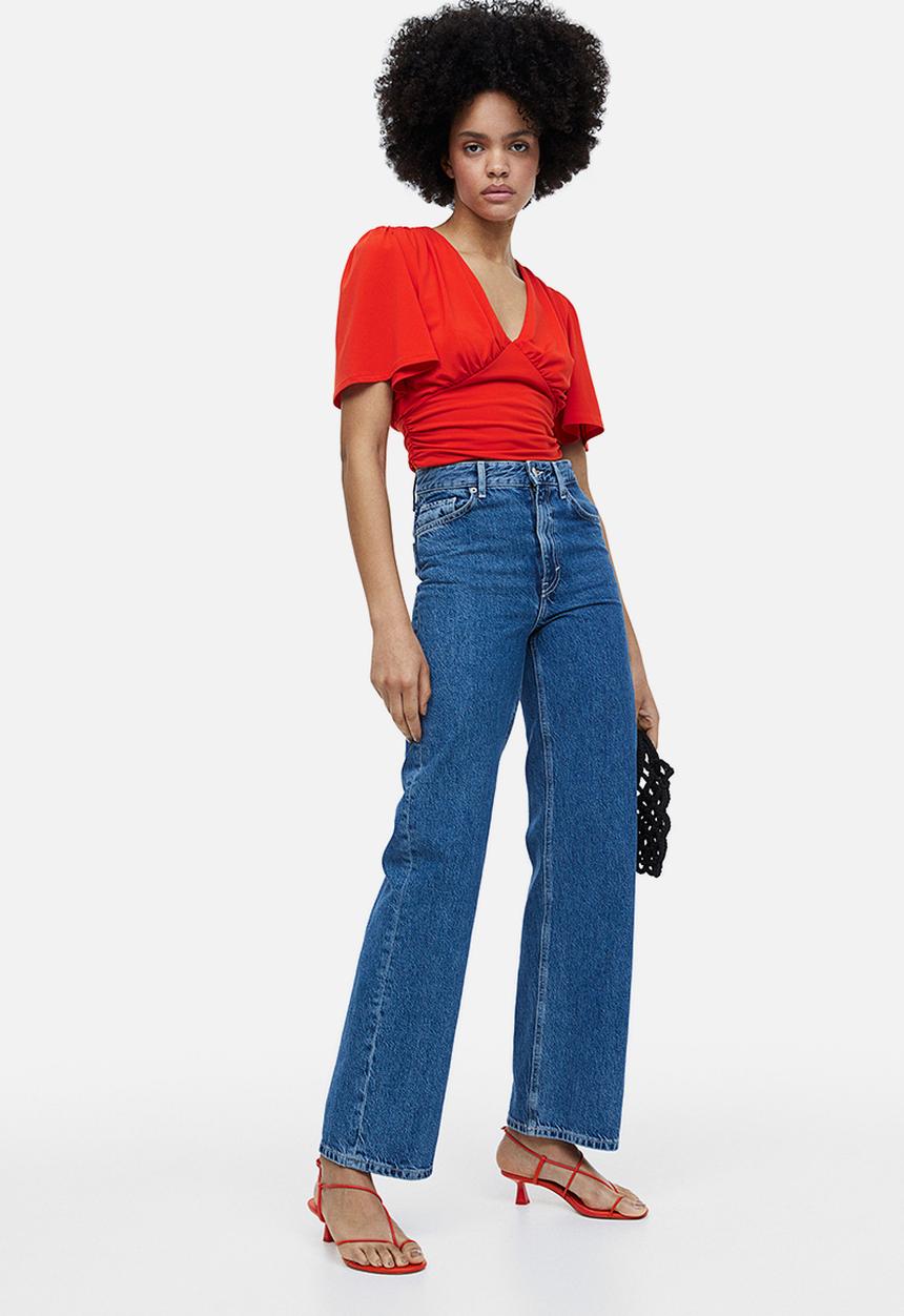 H&M - Gathered cropped top - red