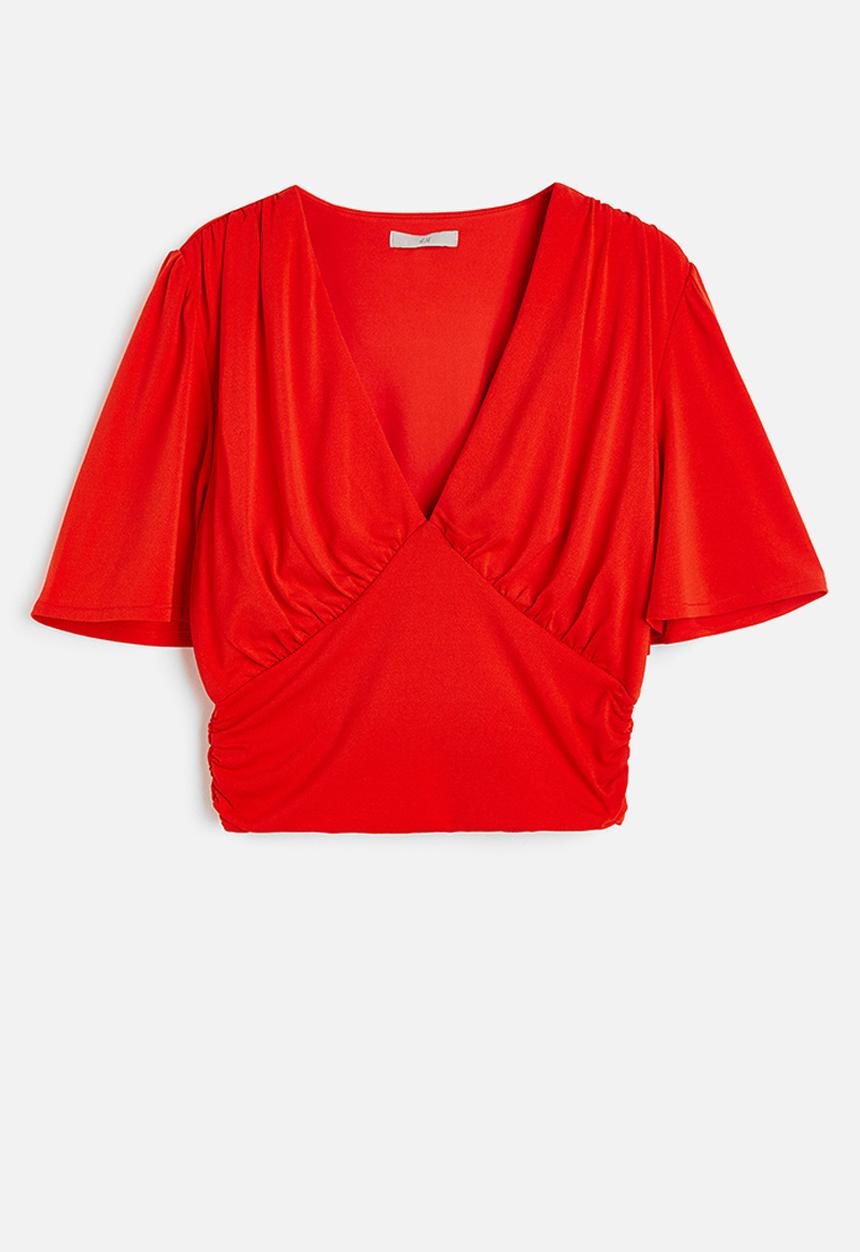 H&M - Gathered cropped top - red
