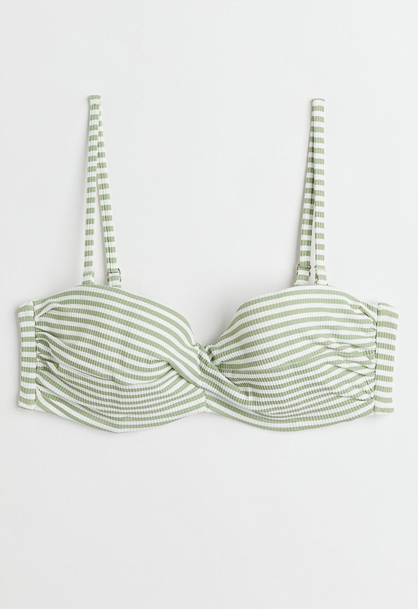 H&M - Balconette bikini top - light green & white striped
