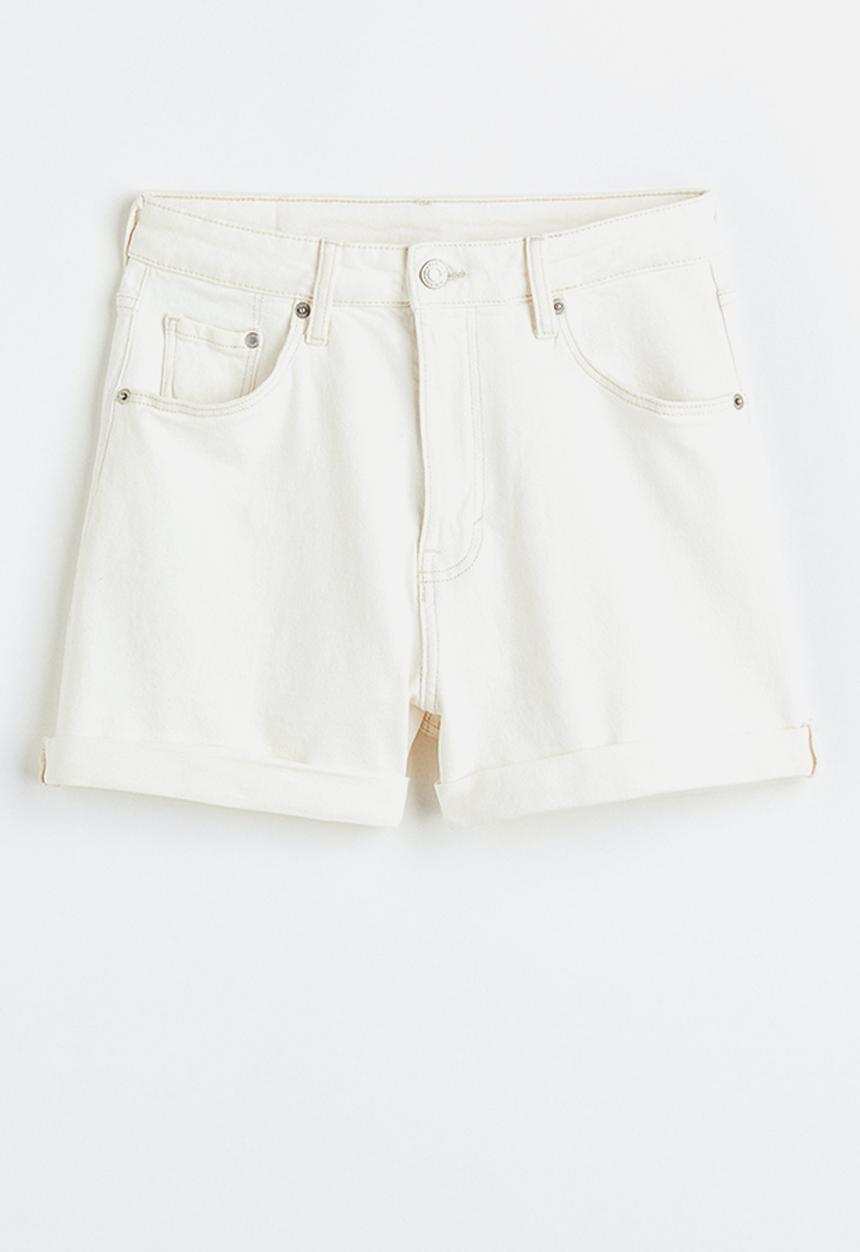H&M - Mom ultra high denim shorts - white