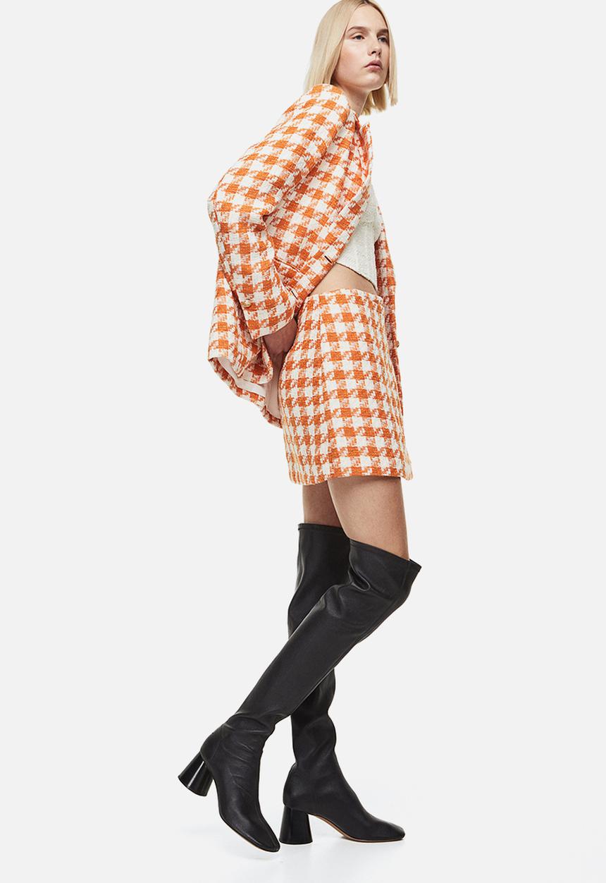 H&M - Mini skirt - orange dogtooth-patterned