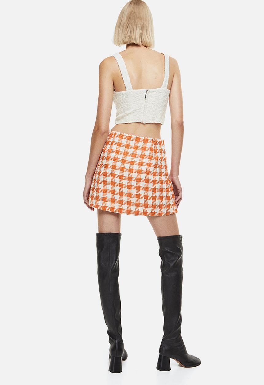 H&M - Mini skirt - orange dogtooth-patterned
