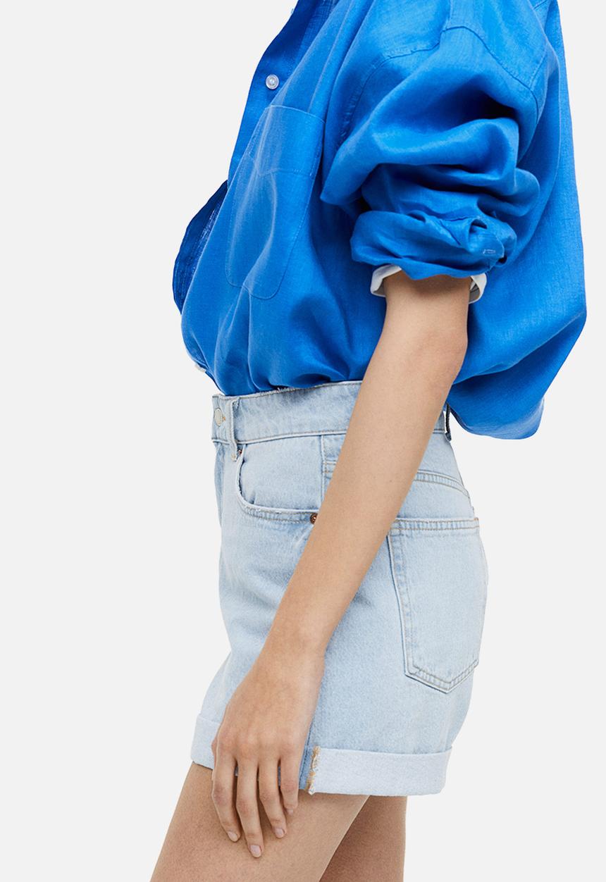 H&M - Mom high denim shorts - light denim blue
