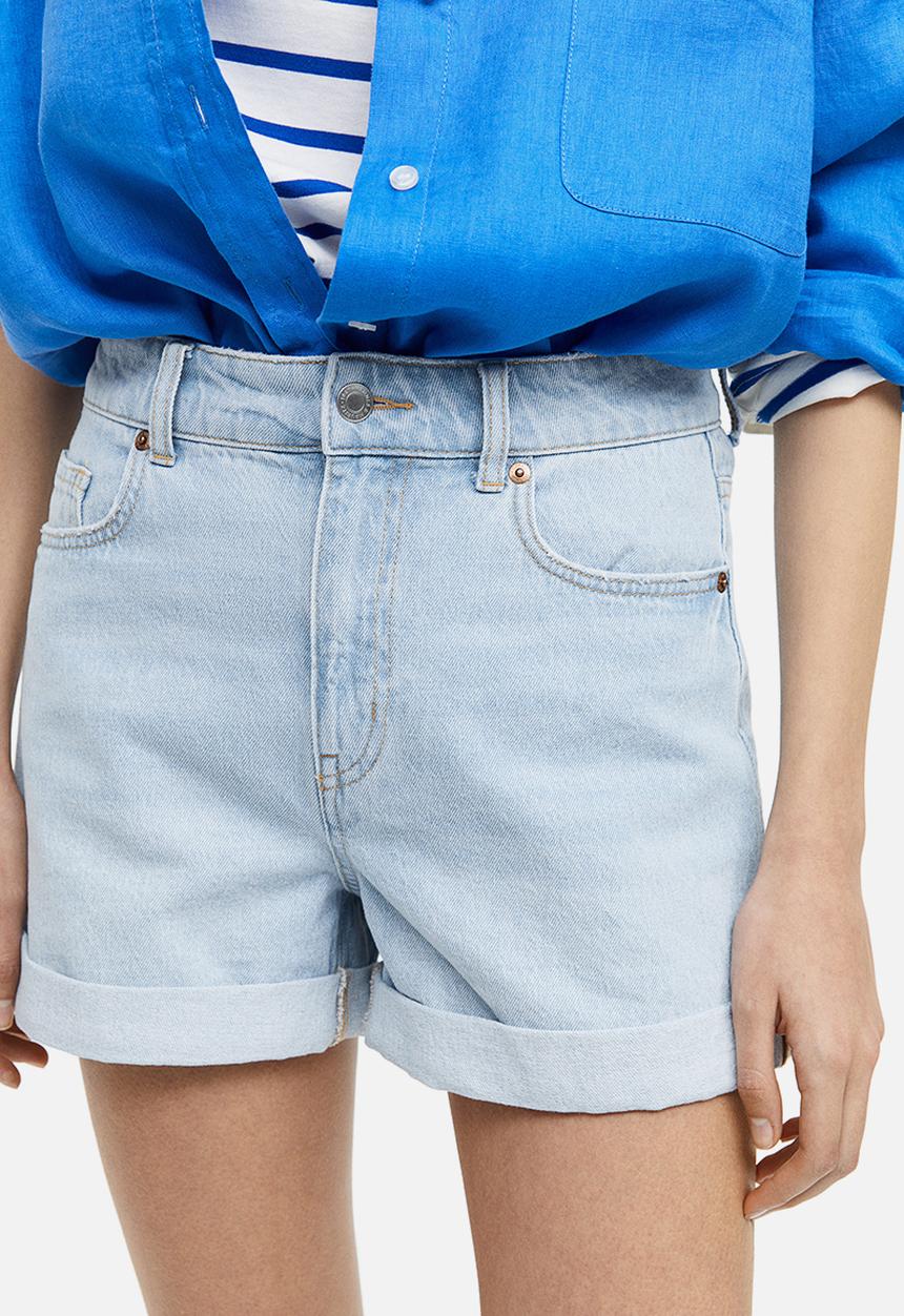 H&M - Mom high denim shorts - light denim blue