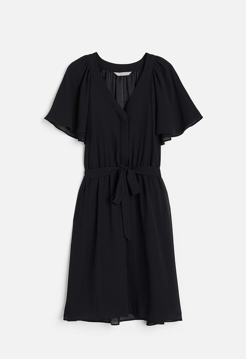 H&M - V-neck chiffon dress - black