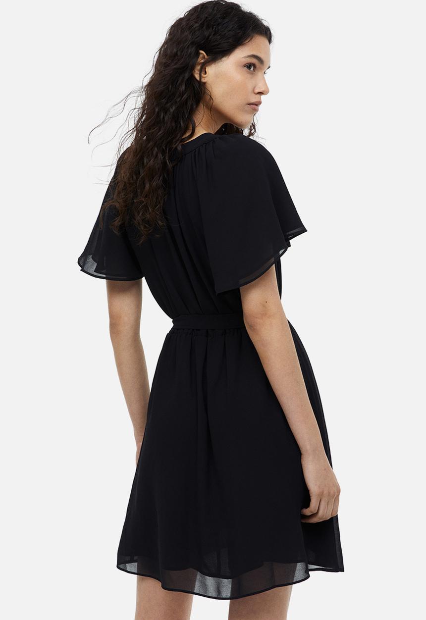 H&M - V-neck chiffon dress - black