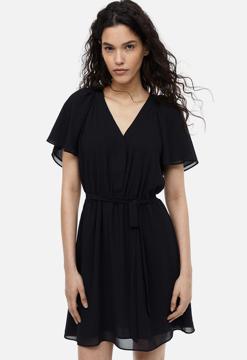 H&M - V-neck chiffon dress - black