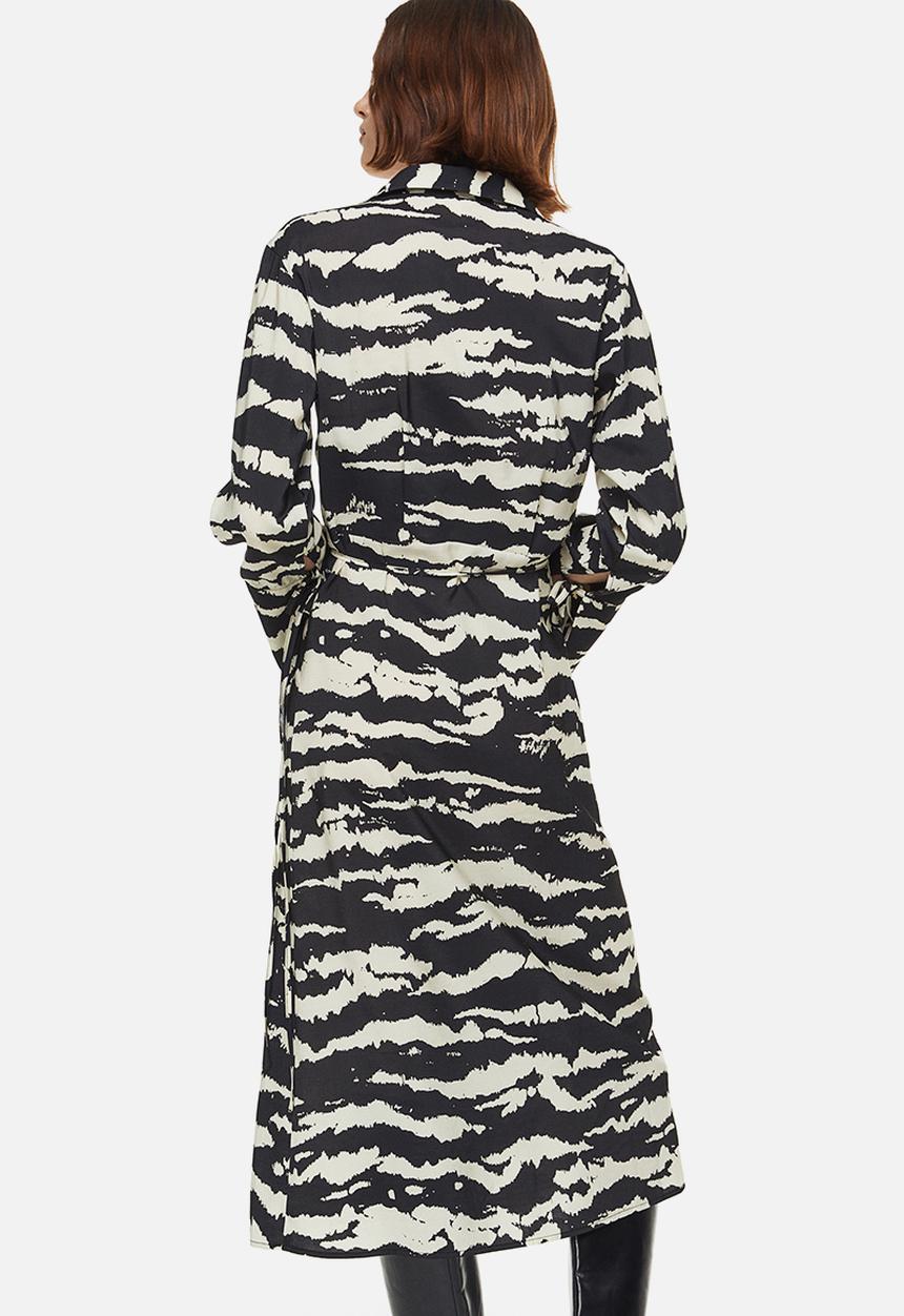 H&M - Collared wrap dress - black tiger striped 