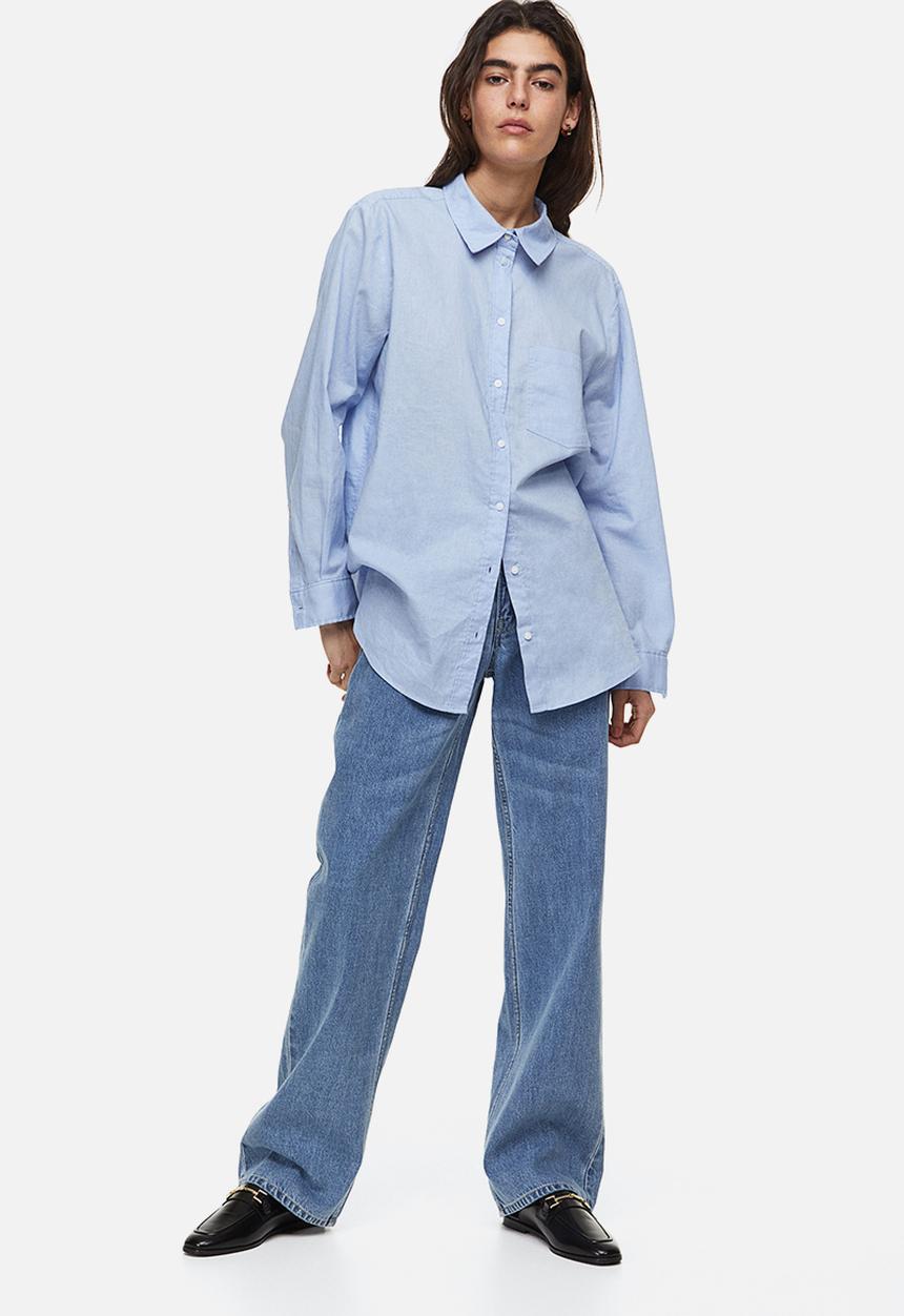 H&M - Linen-blend shirt - light blue