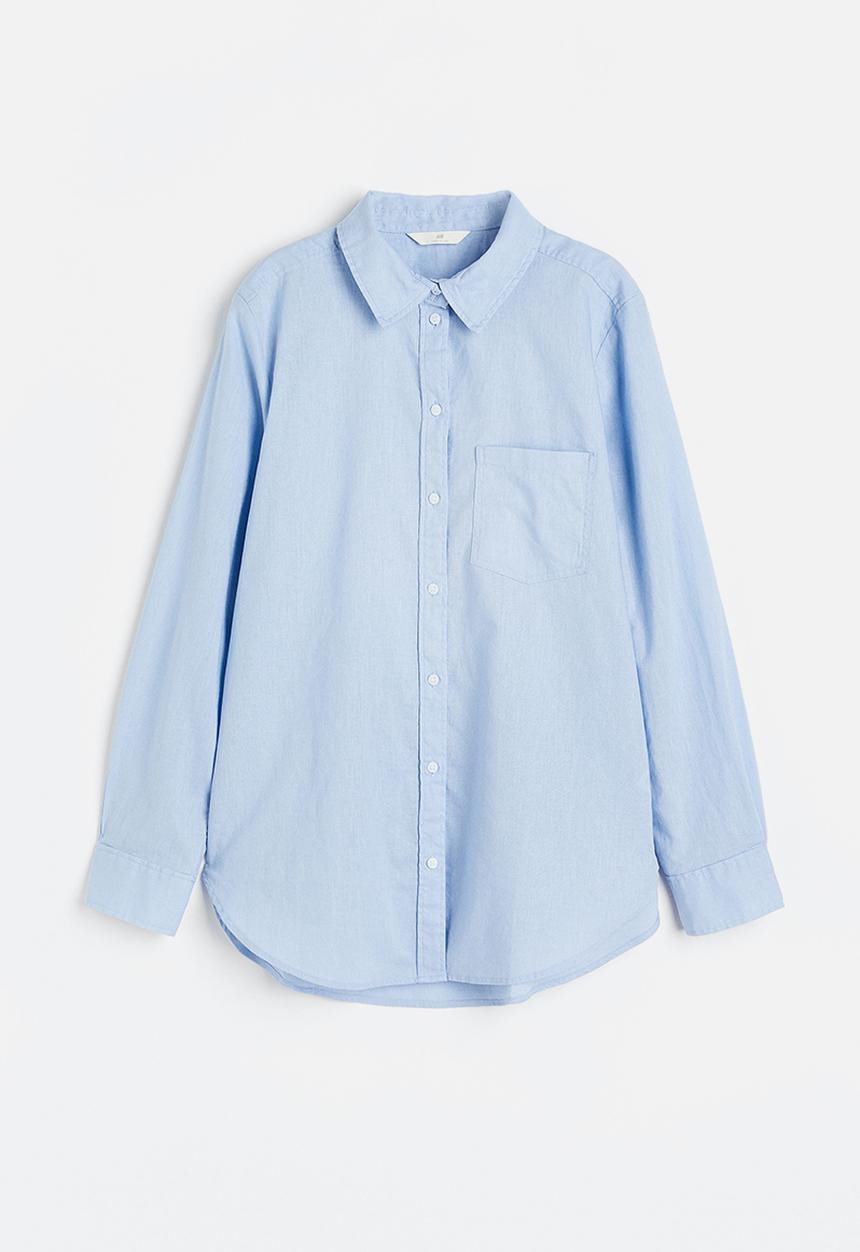 H&M - Linen-blend shirt - light blue