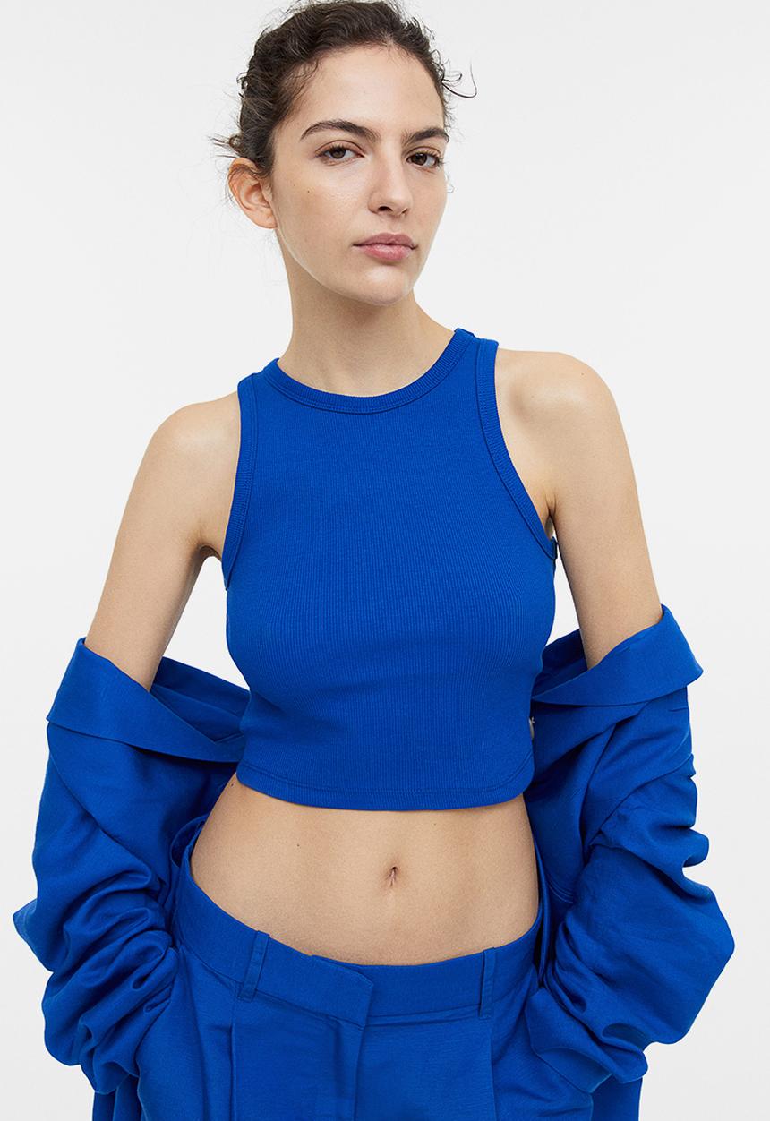 H&M - Cropped vest top - bright blue