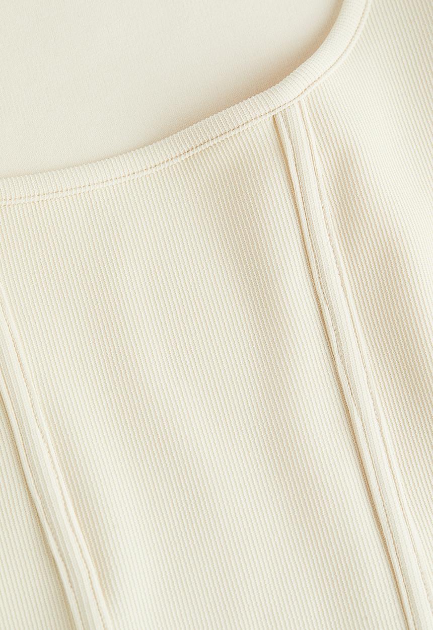 H&M - Corset-style ribbed top - light beige