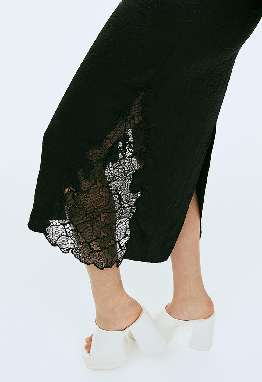 H&M - Lace-detail skirt - black