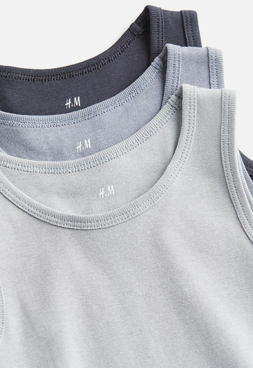 H&M - 3-Pack vest tops - dark grey light grey