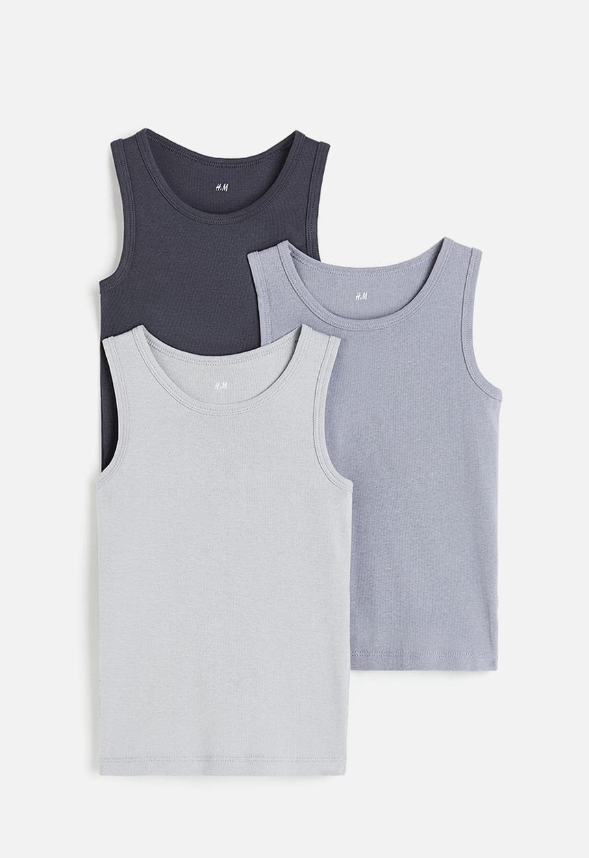 H&M - 3-Pack vest tops - dark grey light grey