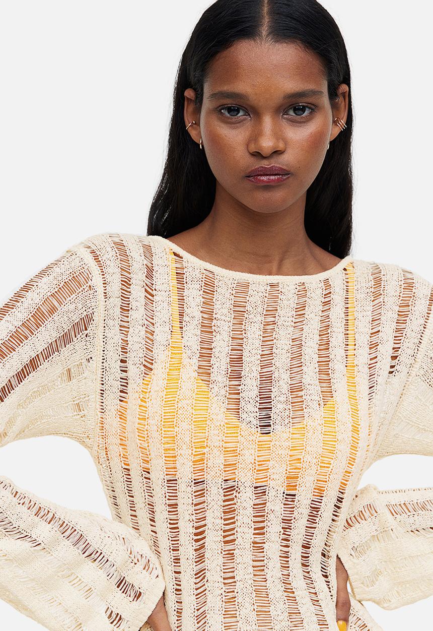 H&M - Textured-knit dress - light beige