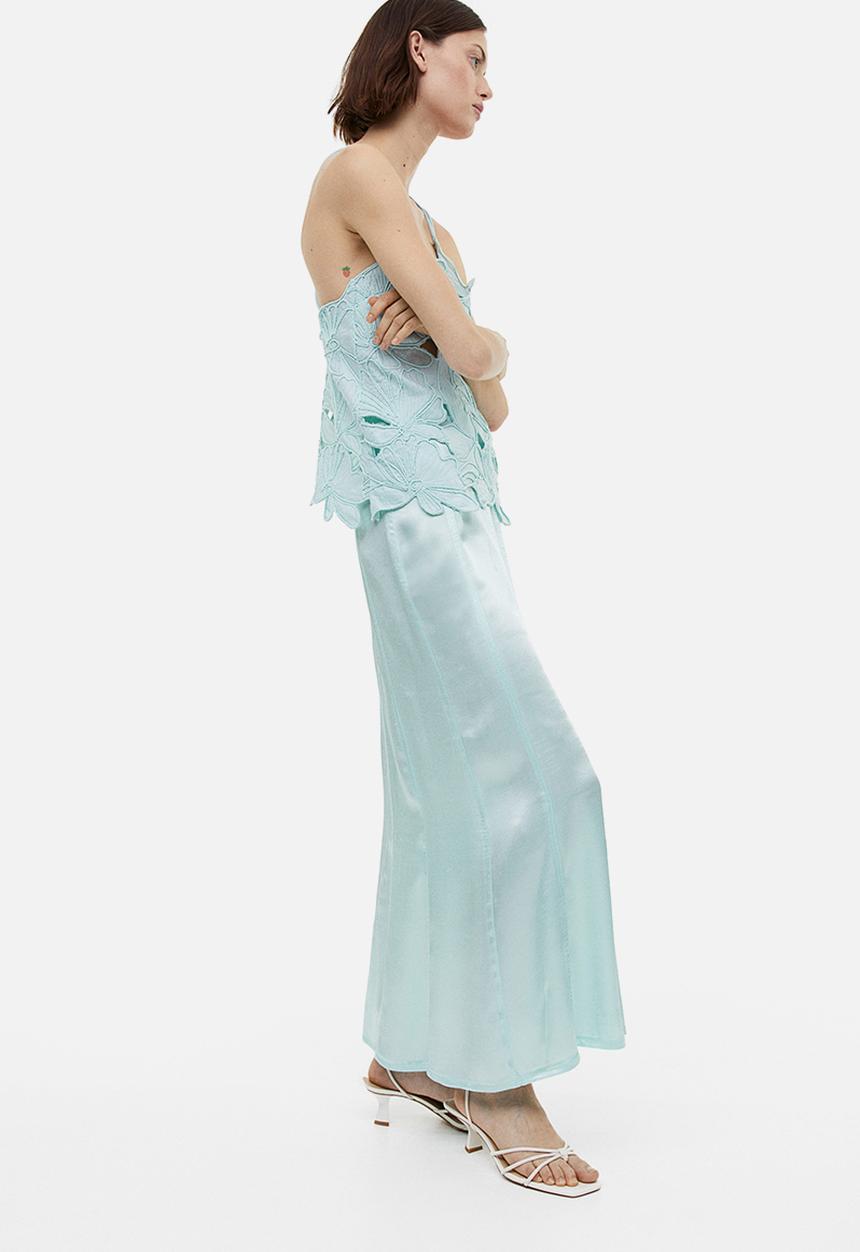 H&M - Maxi skirt - light turquoise 