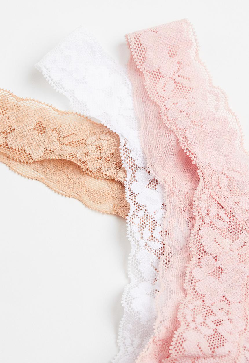 H&M - 3 Pack lace thong briefs - multi