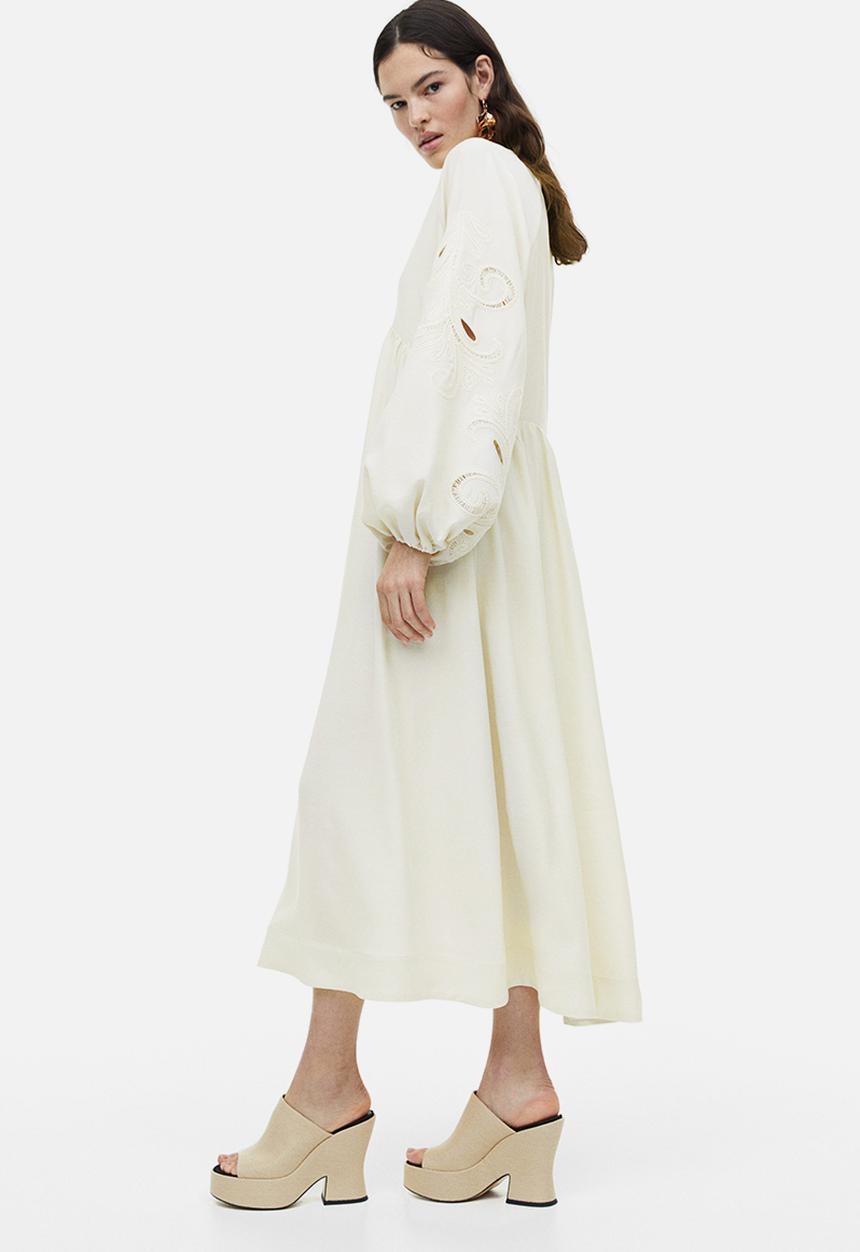 H&M - Embroidered dress - cream
