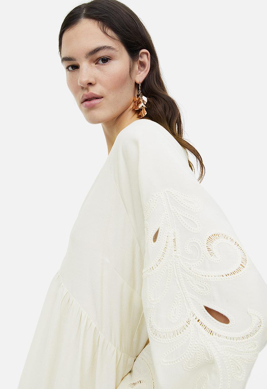 H&M - Embroidered dress - cream