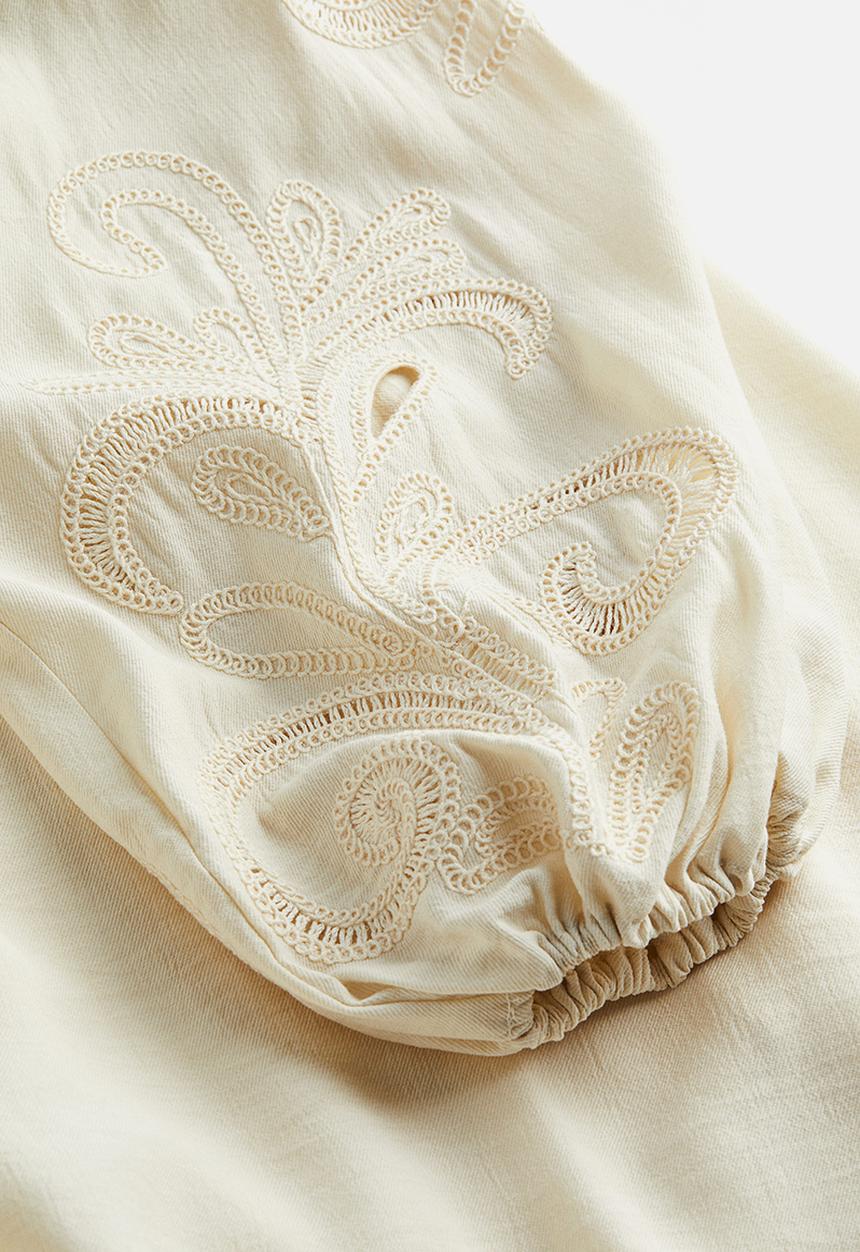 H&M - Embroidered dress - cream