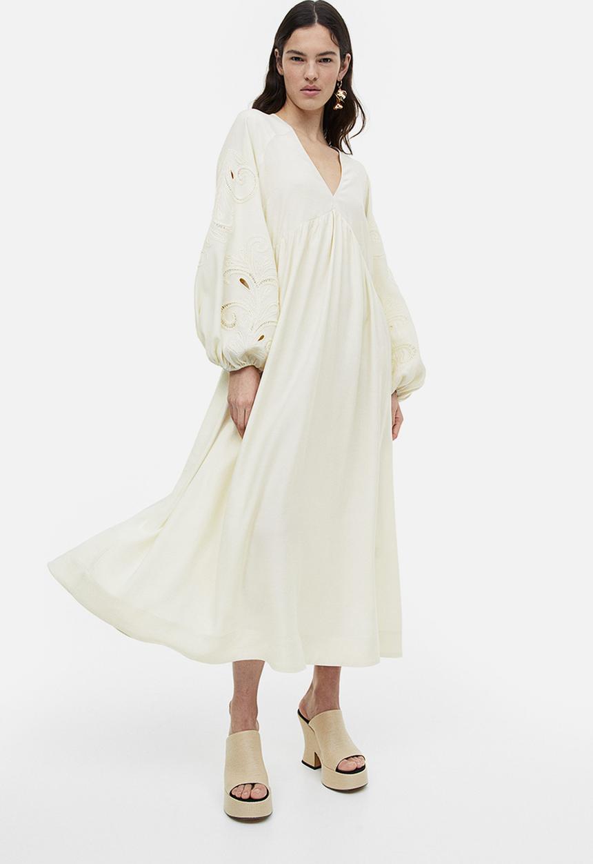 H&M - Embroidered dress - cream