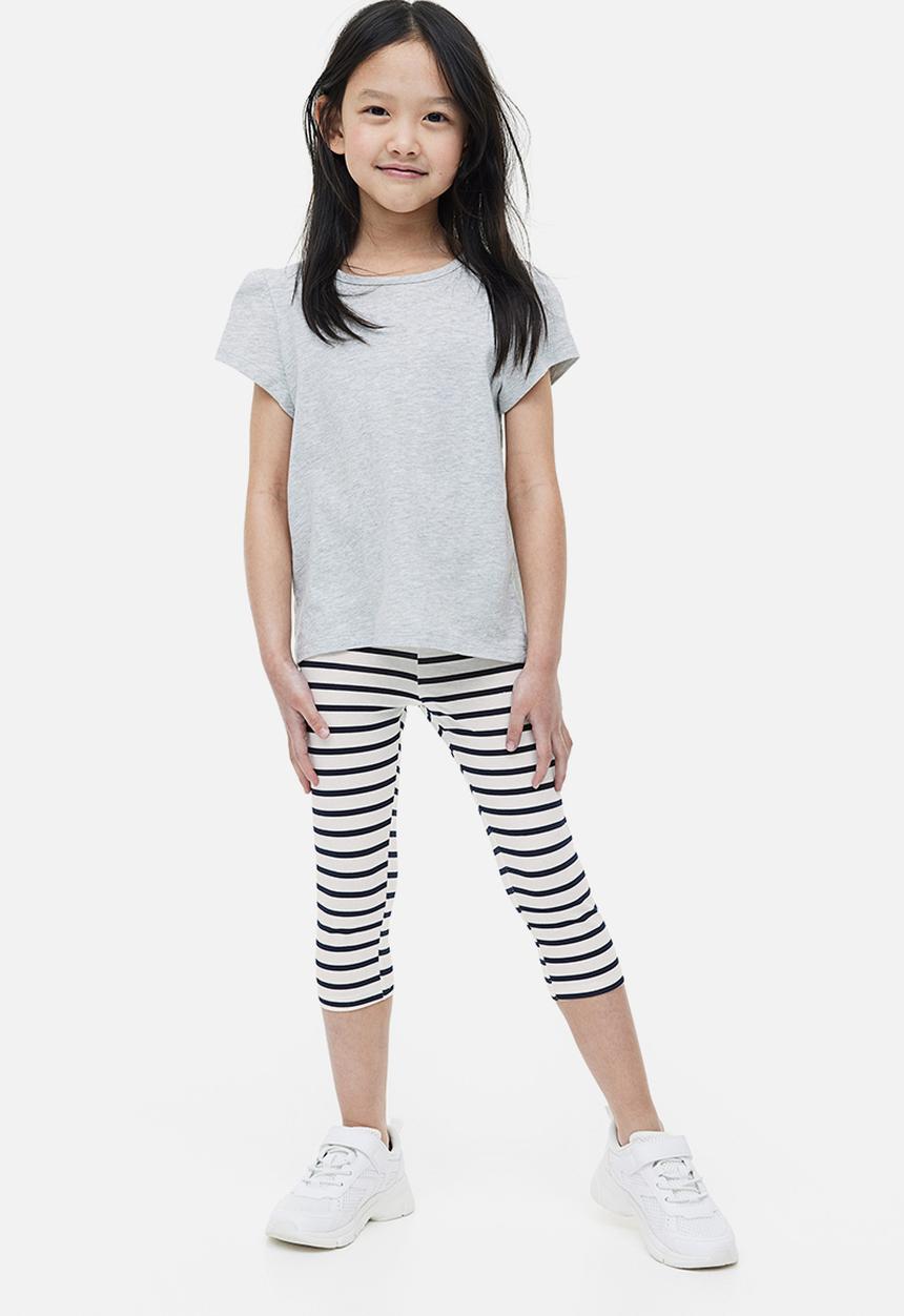 H&M - 3-Pack cotton leggings - navy blue striped