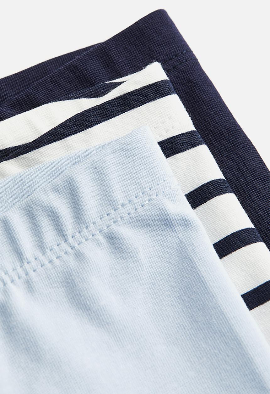 H&M - 3-Pack cotton leggings - navy blue striped