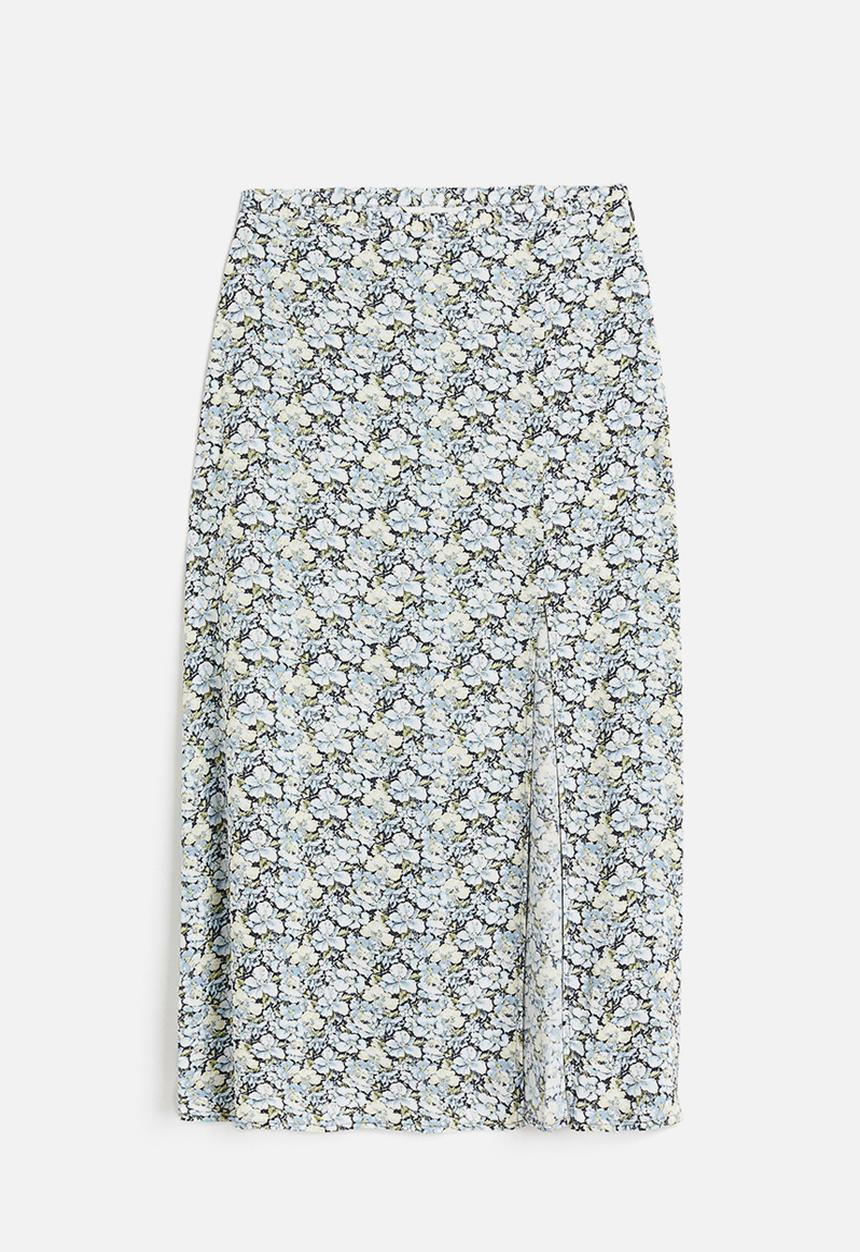 H&M - Crêpe skirt - light blue floral