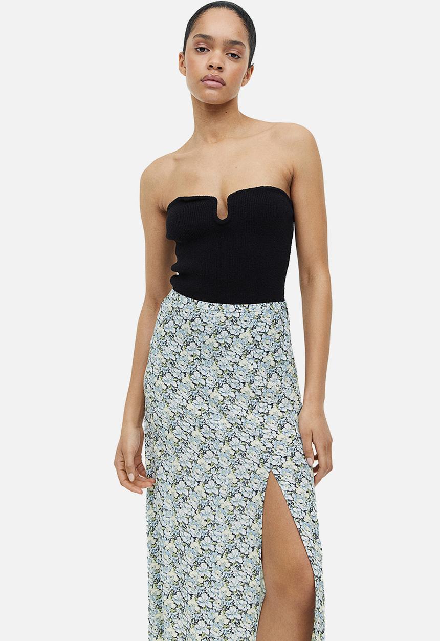 H&M - Crêpe skirt - light blue floral