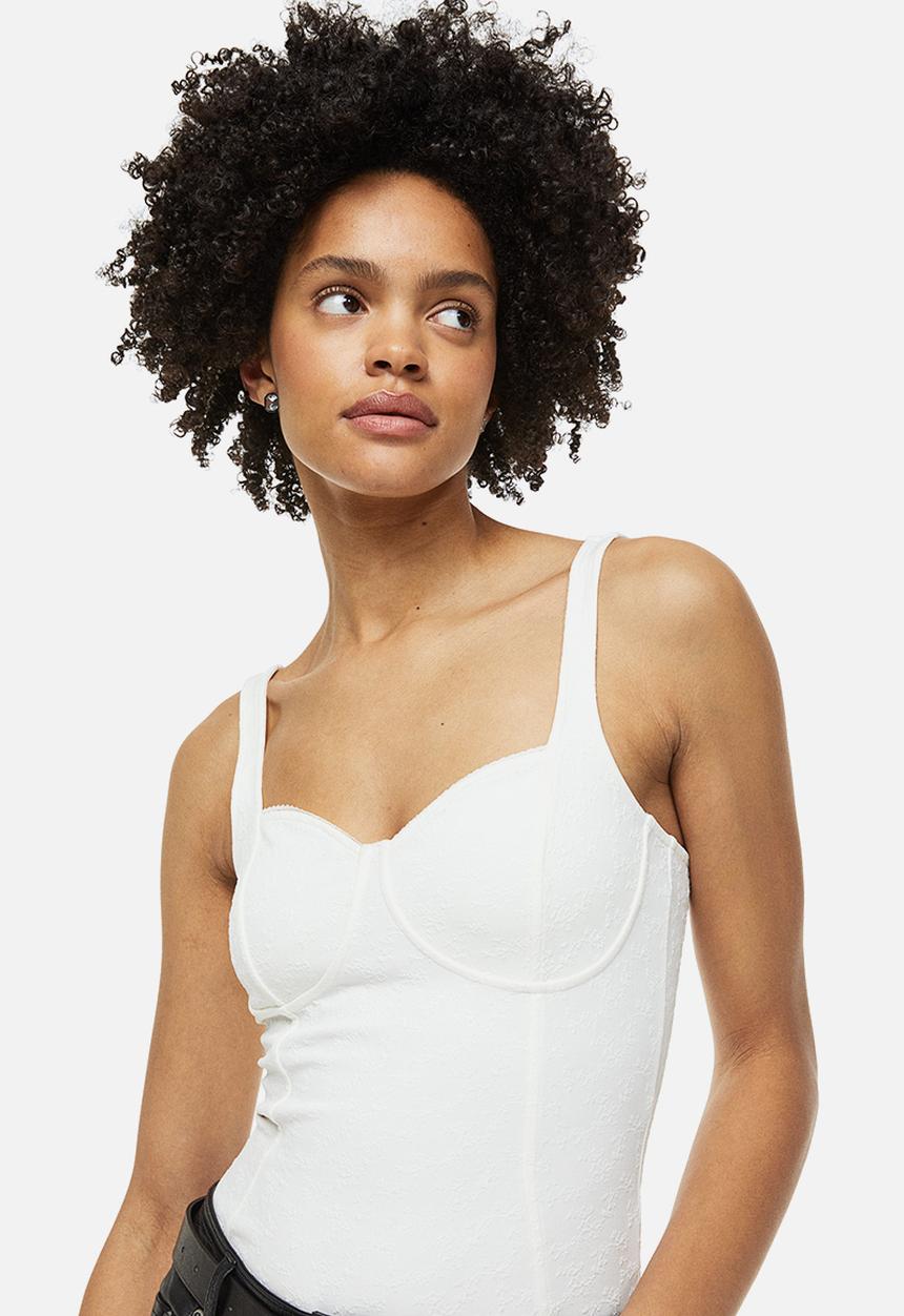 H&M - Textured thong body - white