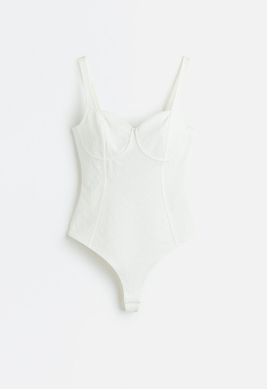 H&M - Textured thong body - white